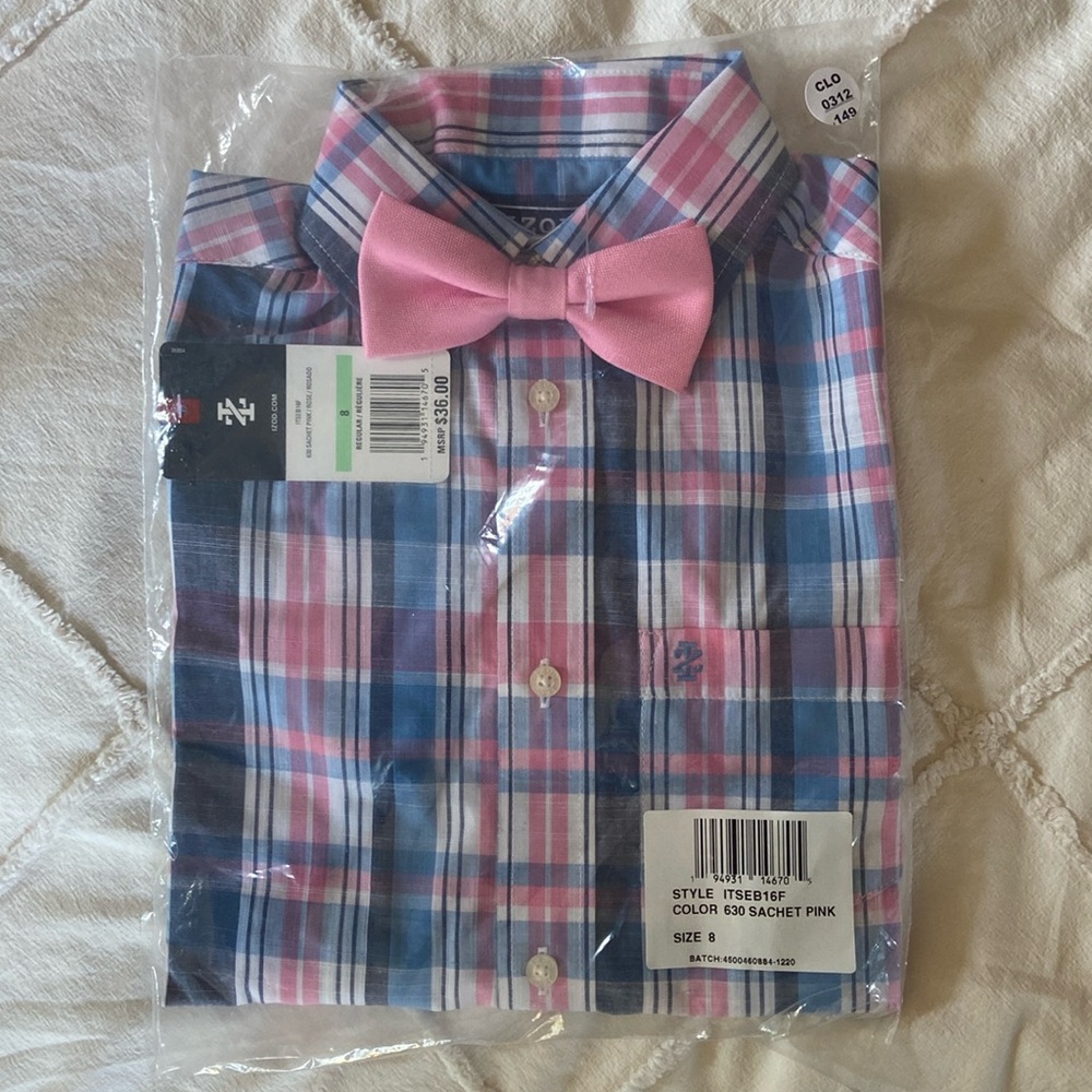 NWT boys dress shirt and bow tie set